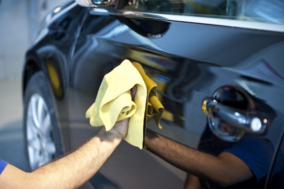 Man washing car