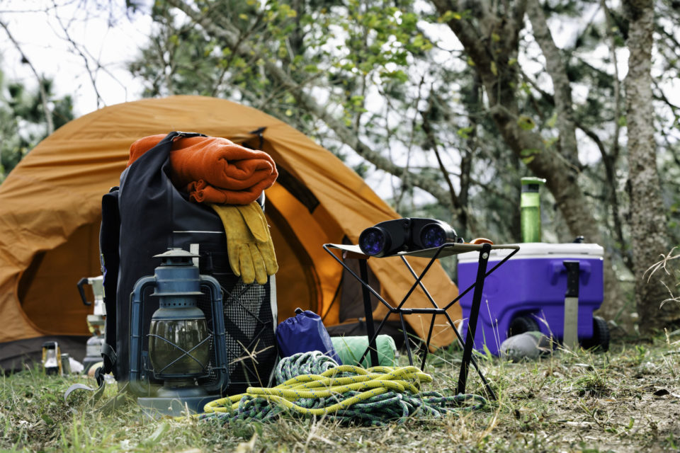 Equipment and accessories for mountain hiking in the wilderness