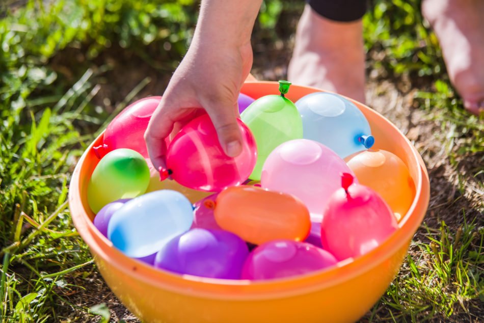 colorful water bombs in summer