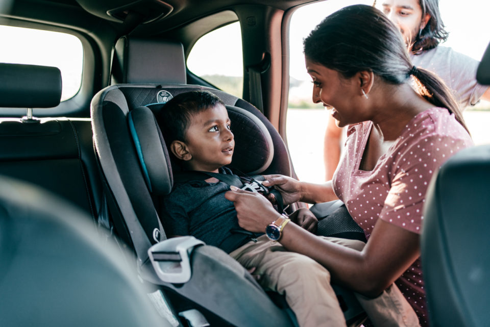 Road adventure - family with kids using the car