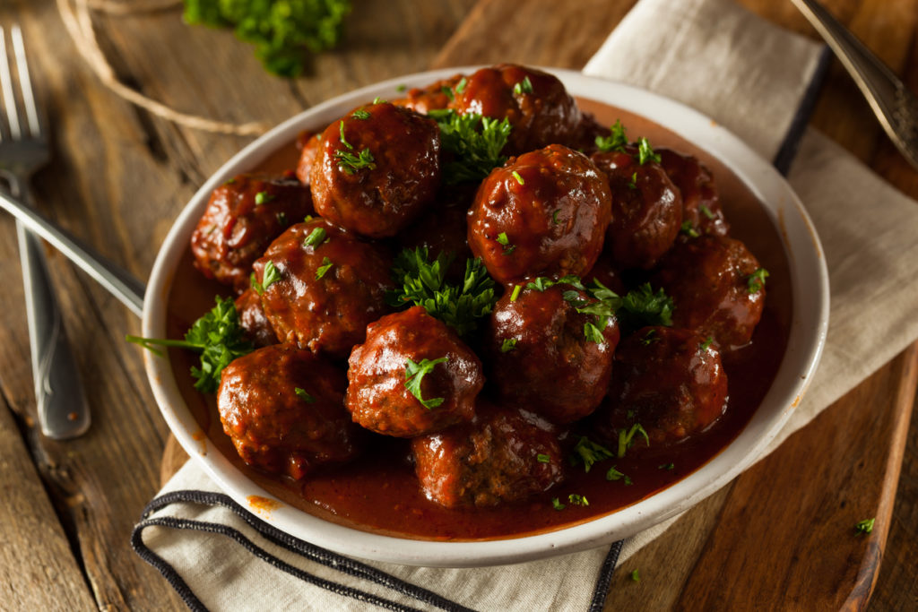 Barbeque meatballs served on a dish